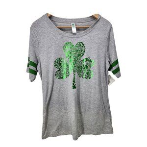 NEW St. Patricks Day Juniors Shamrock Graphic T-Shirt XL/XG (15-17) Cotton Blend